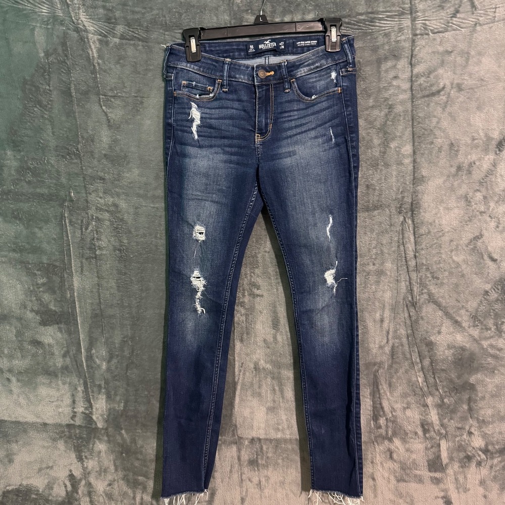 Hollister Jeans Womens 5s 27 X 28 low Rise super Skinny Rip Distressed